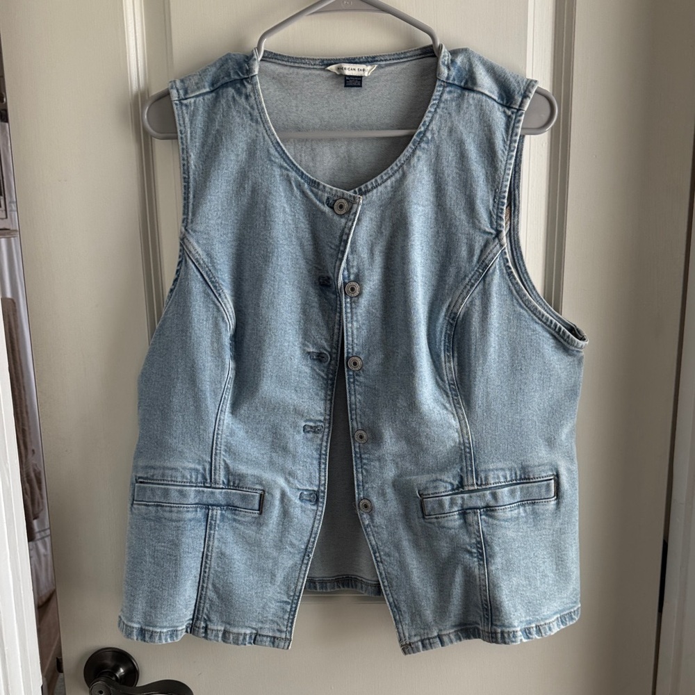American Eagle Pale Blue Denim Vest